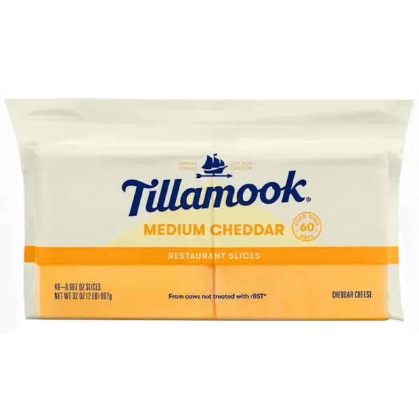 TILLAMOOK MEDIUM CHEDDAR SLICED 6/2LB